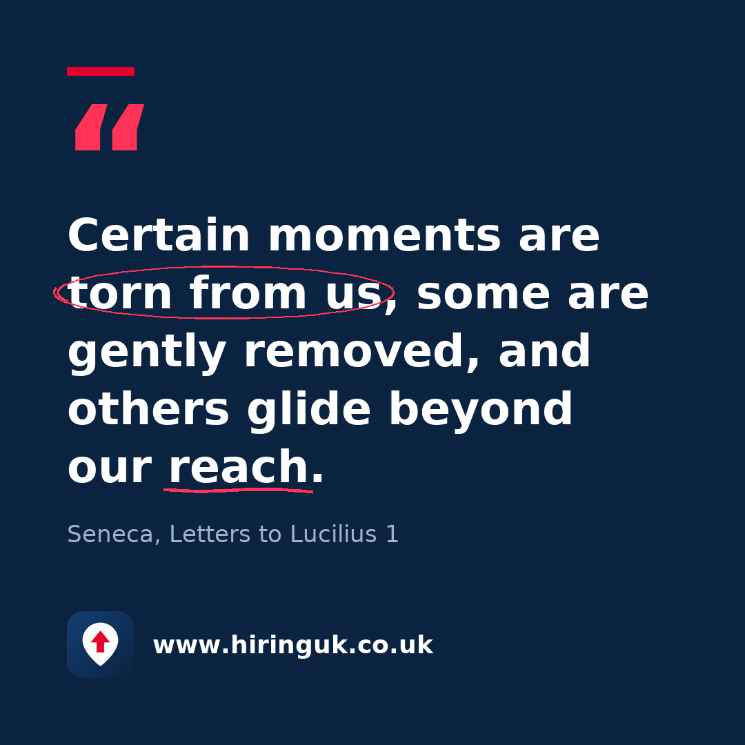 Quote card: Certain moments are torn from us, some are gently removed, and others glide beyond our reach.