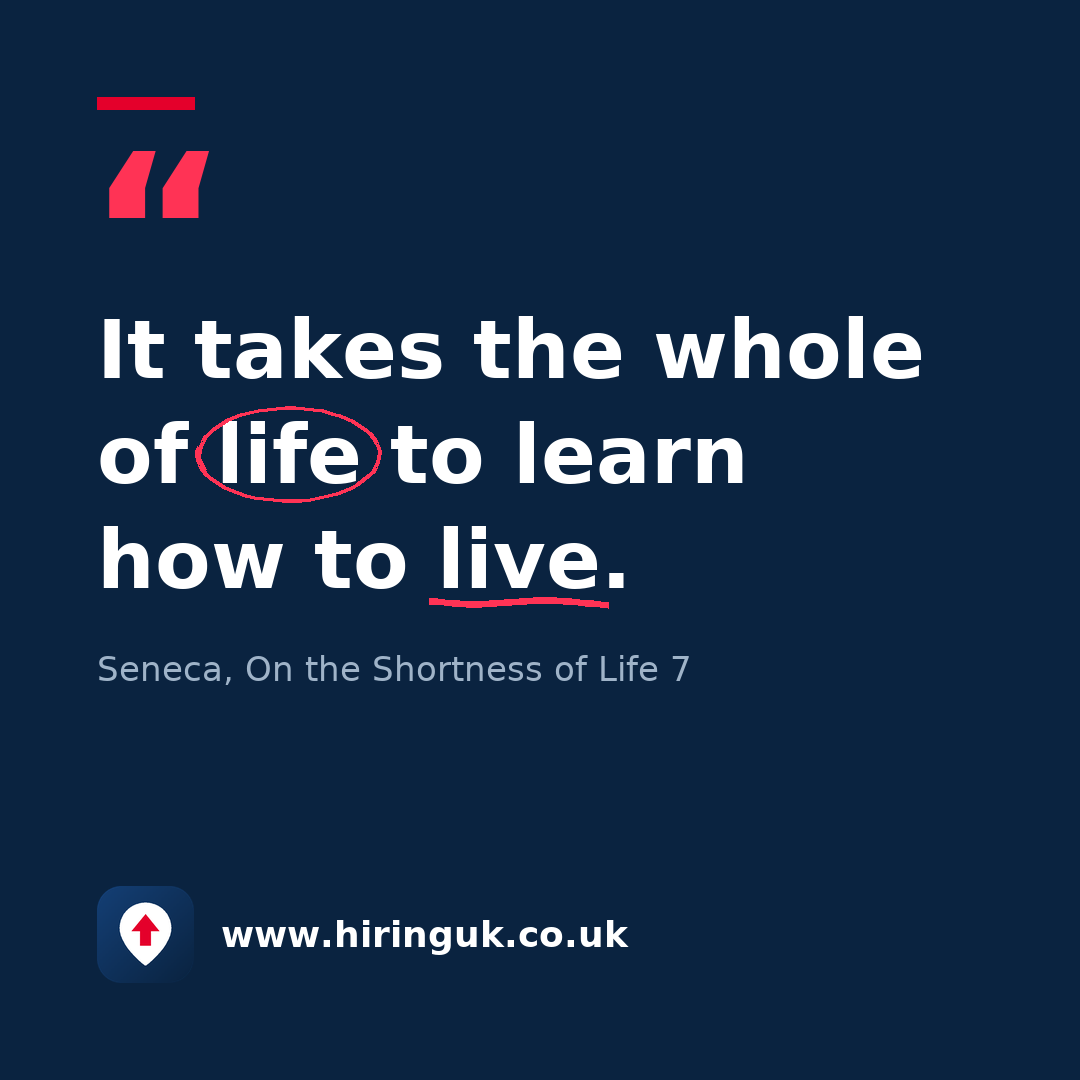 Quote card: It takes the whole of life to learn how to live.