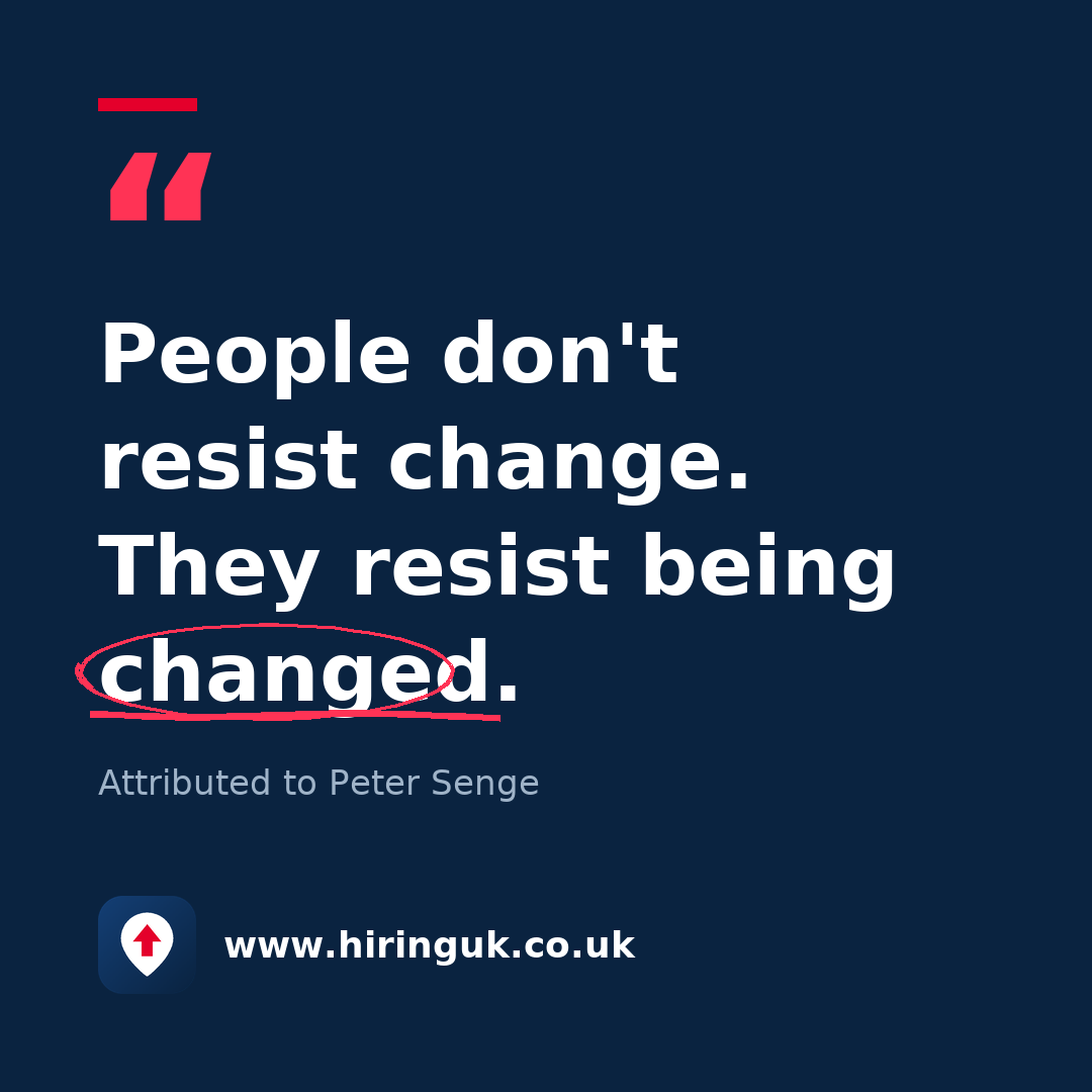 Quote card: People don't resist change. They resist being changed.