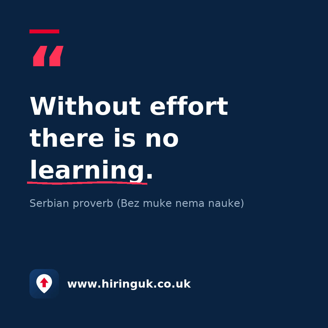 Quote card: Without effort there is no learning.