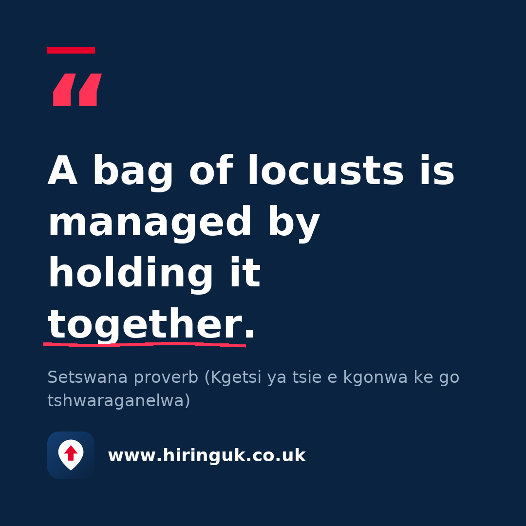 Quote card: A bag of locusts is managed by holding it together.
