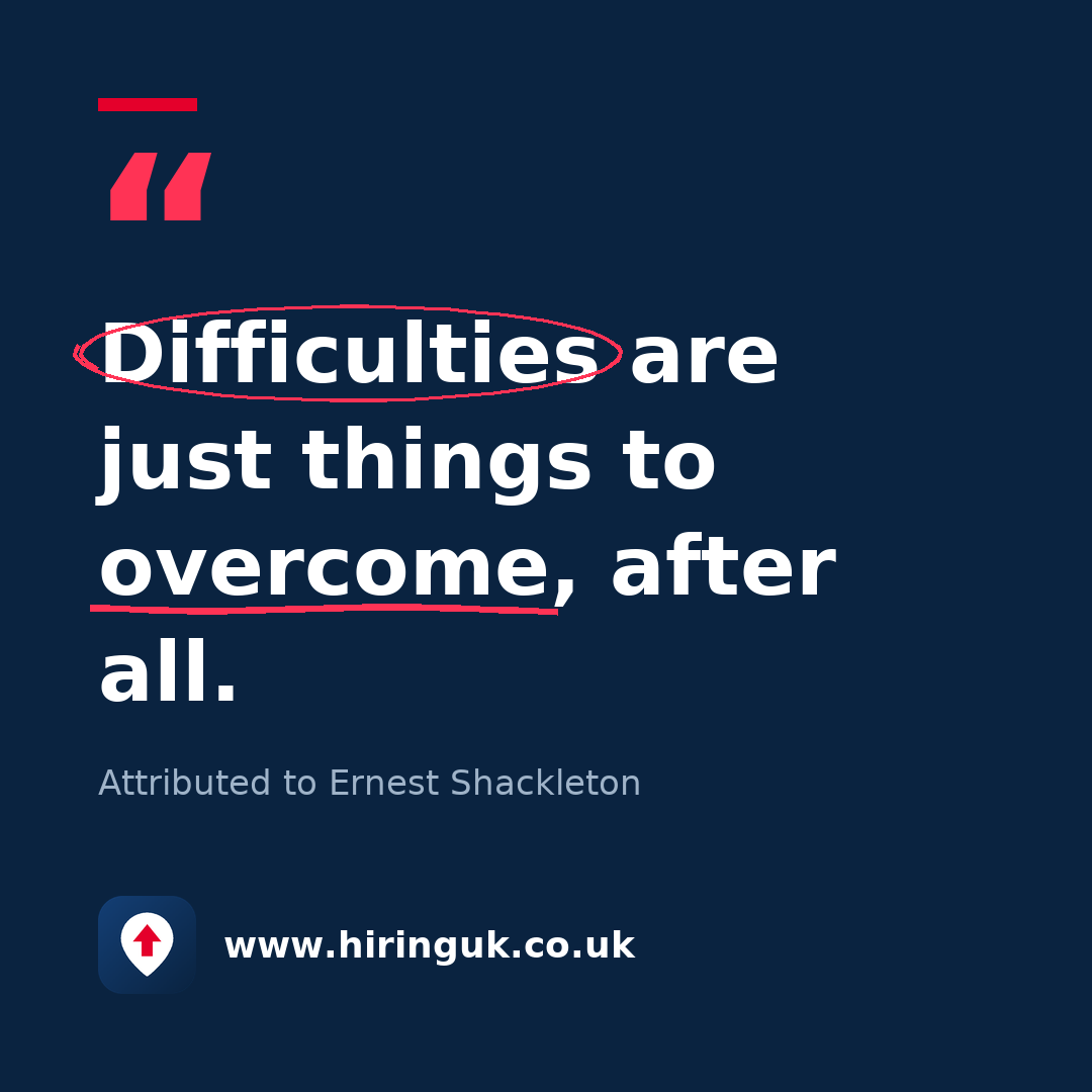 Quote card: Difficulties are just things to overcome, after all.