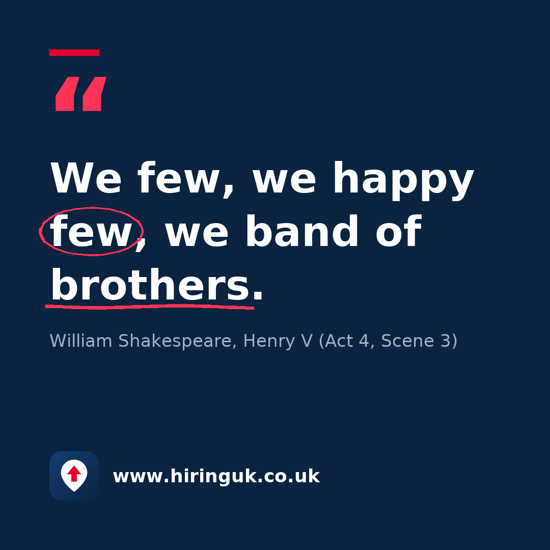 Quote card: We few, we happy few, we band of brothers.