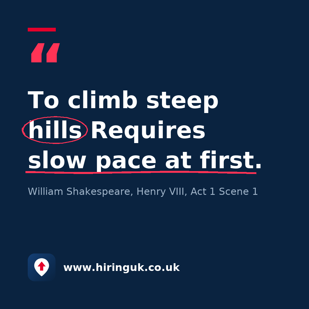 Quote card: To climb steep hills Requires slow pace at first.