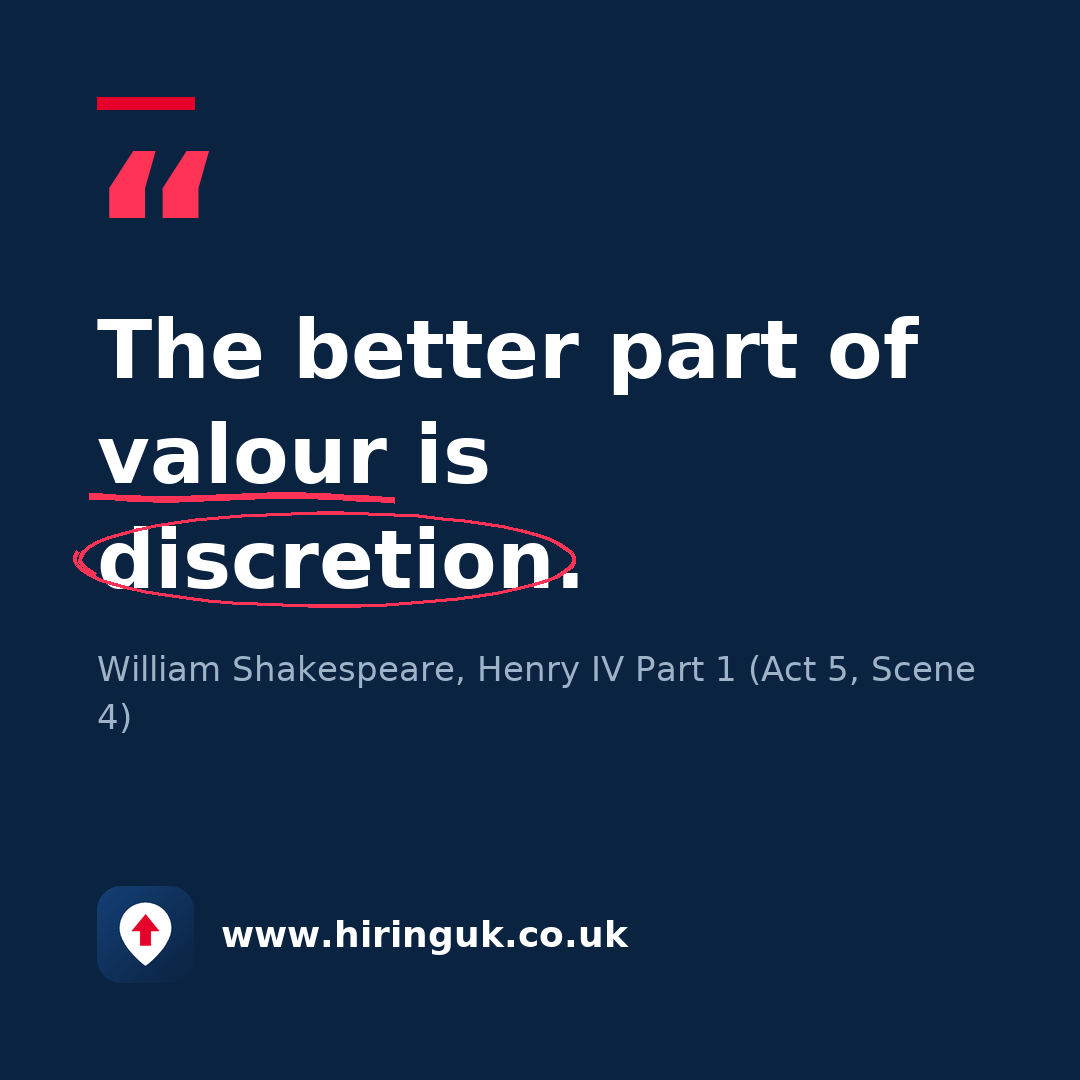 Quote card: The better part of valour is discretion.