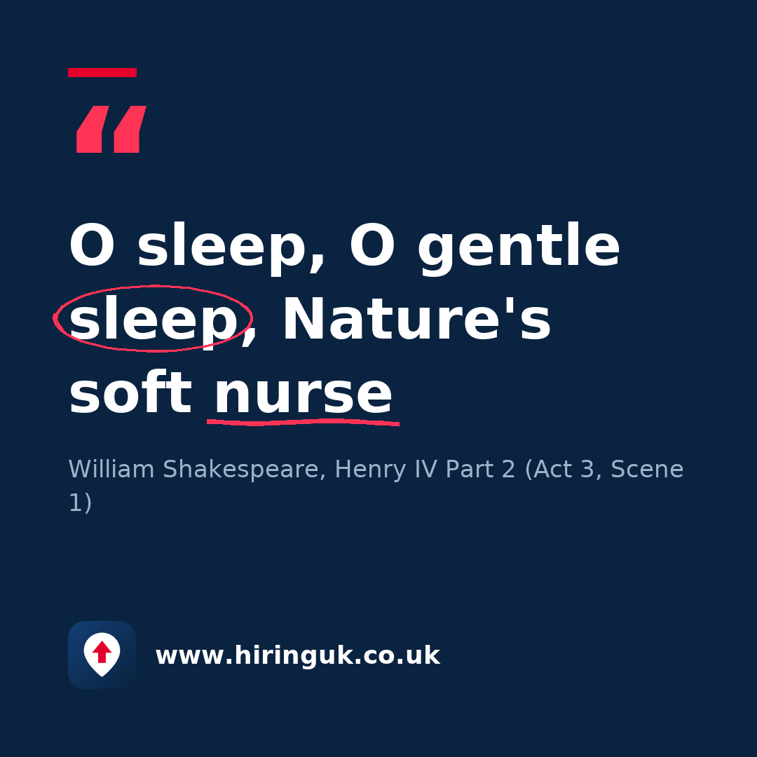 Quote card: O sleep, O gentle sleep, Nature's soft nurse