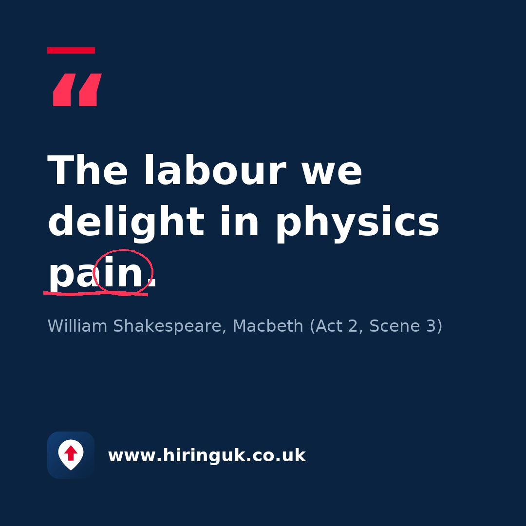 Quote card: The labour we delight in physics pain.
