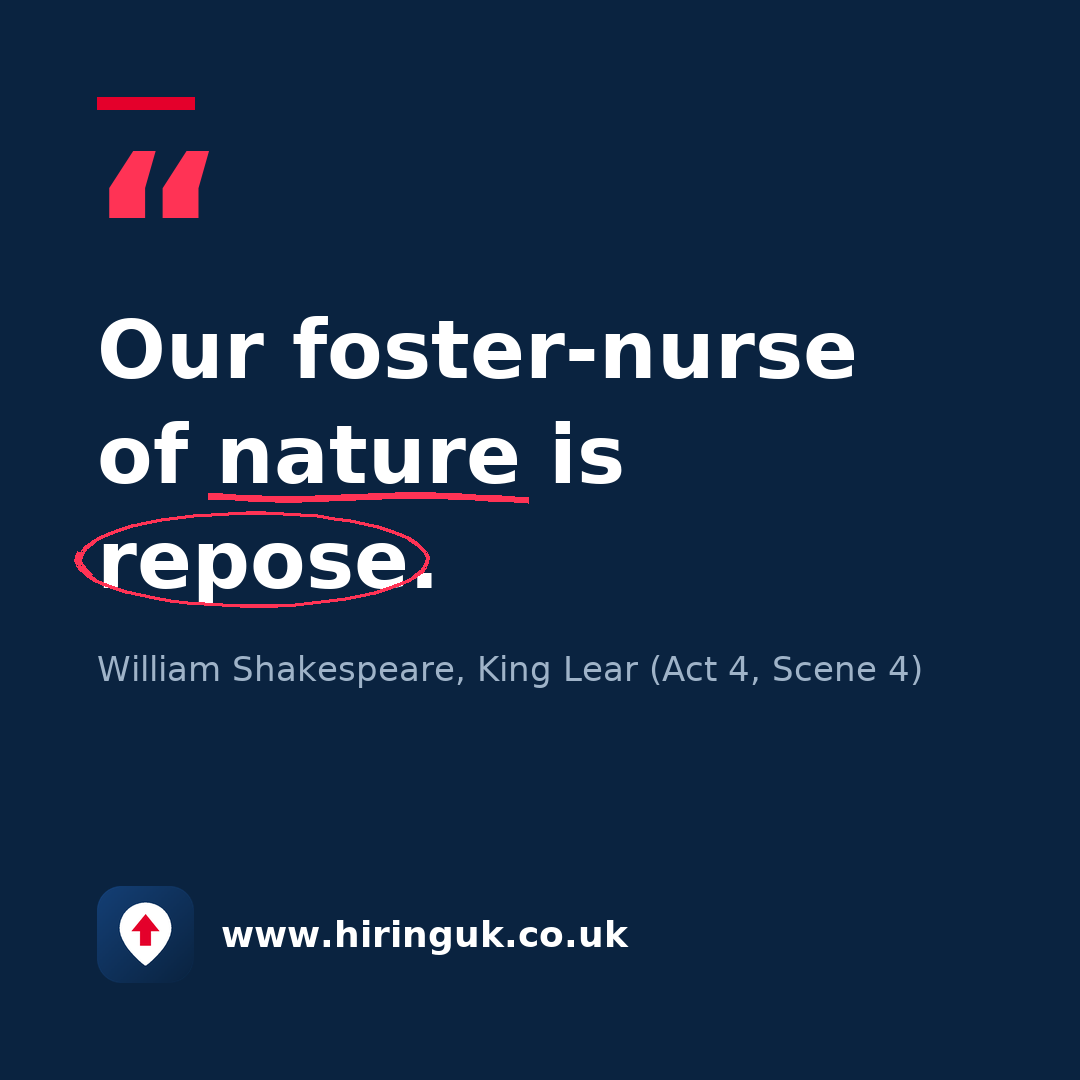 Quote card: Our foster-nurse of nature is repose.