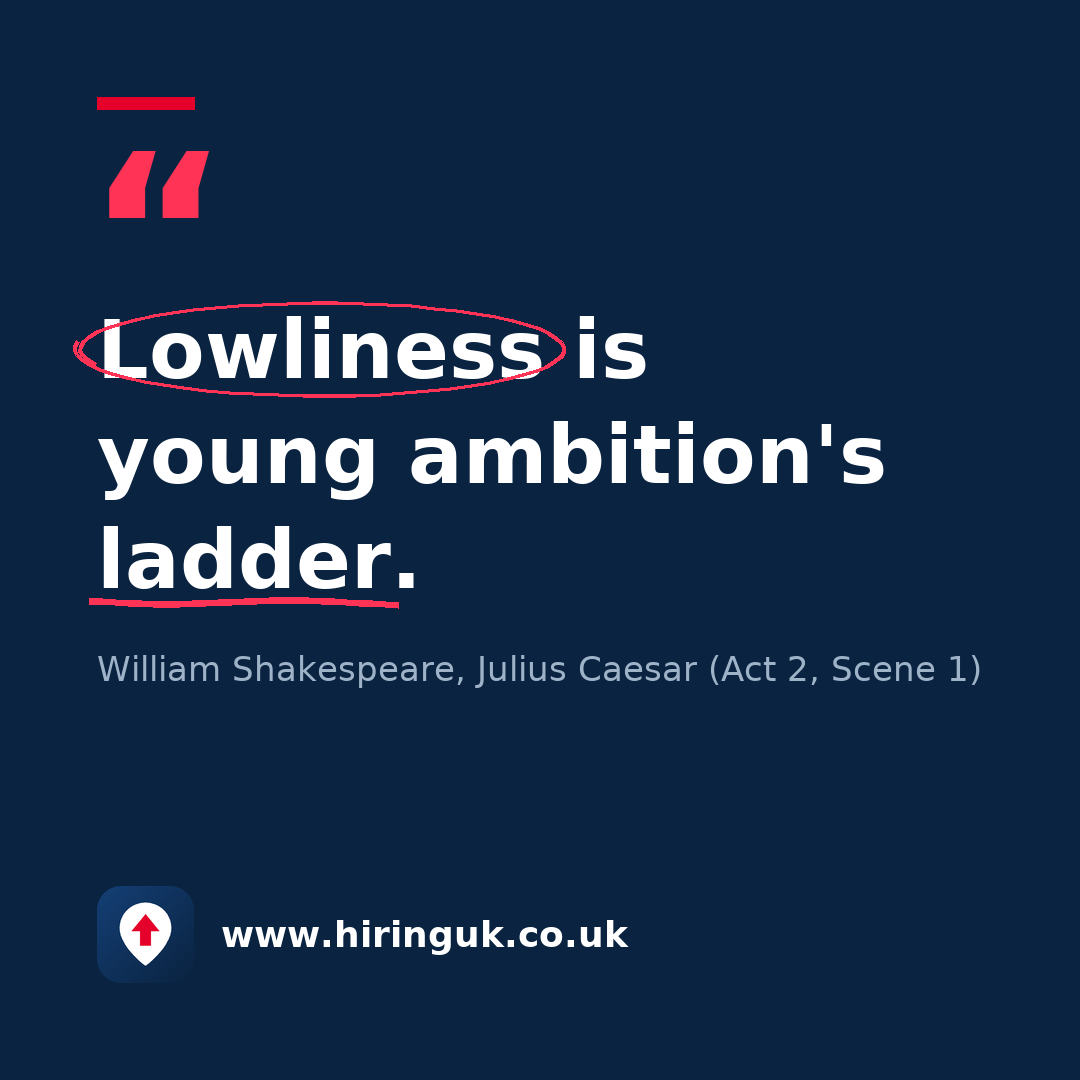 Quote card: Lowliness is young ambition's ladder.