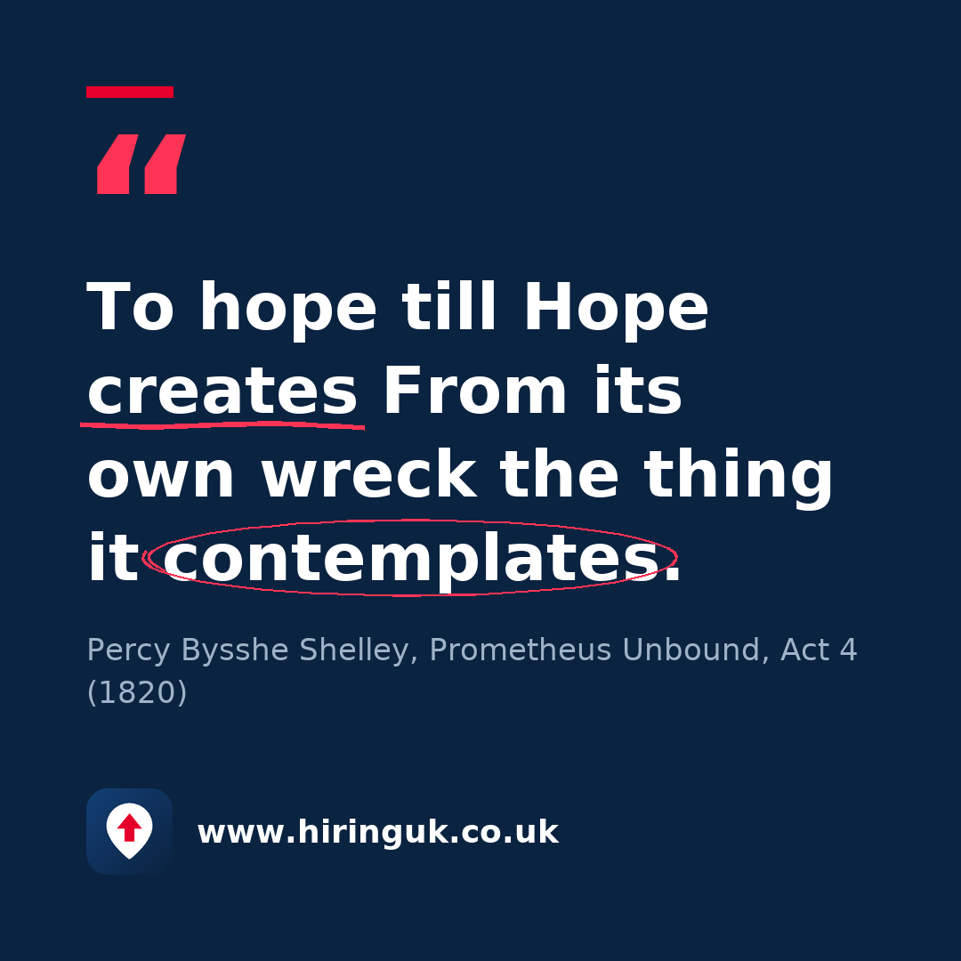Quote card: To hope till Hope creates From its own wreck the thing it contemplates.
