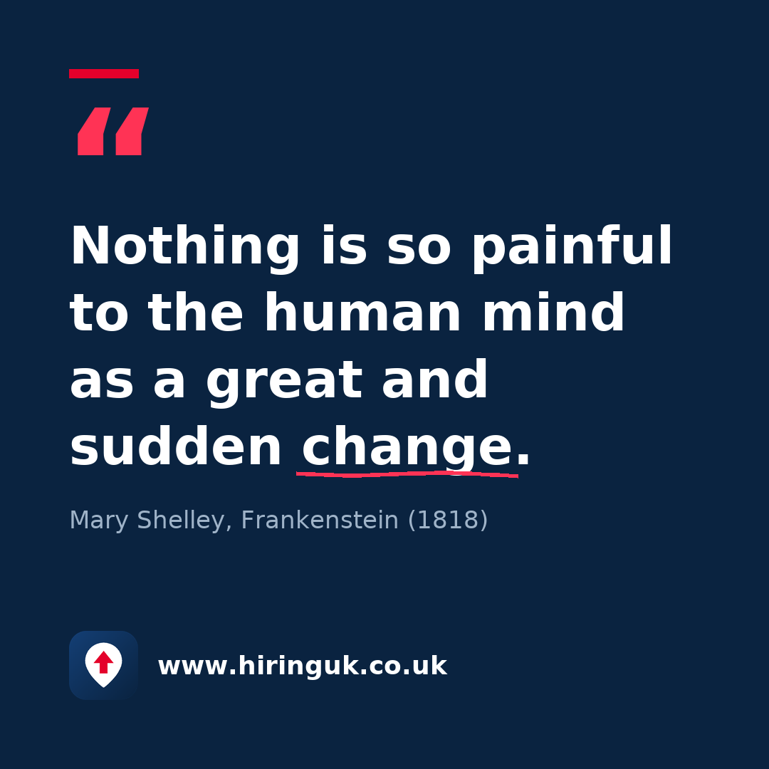 Quote card: Nothing is so painful to the human mind as a great and sudden change.