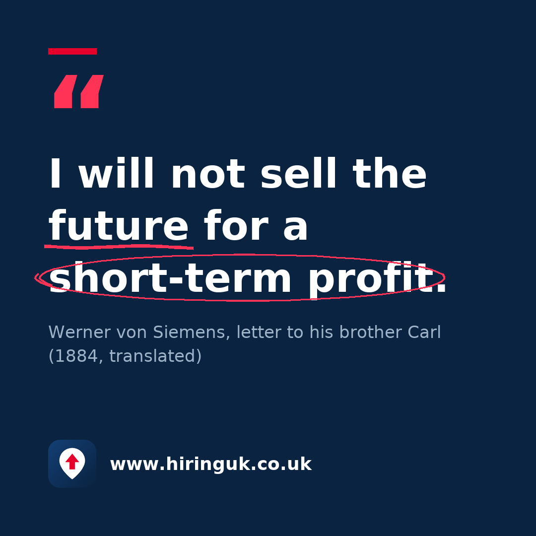 Quote card: I will not sell the future for a short-term profit.