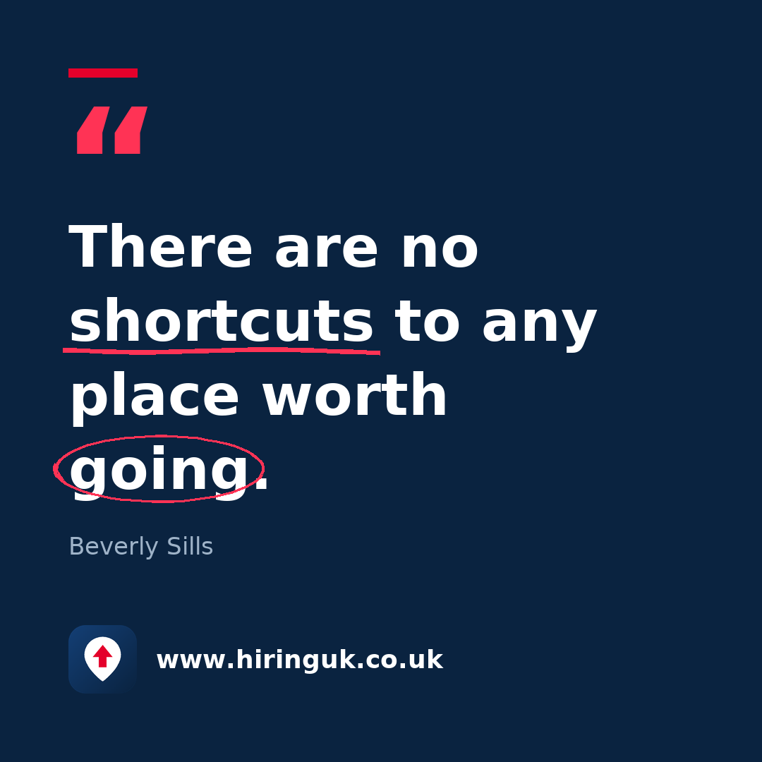Quote card: There are no shortcuts to any place worth going.