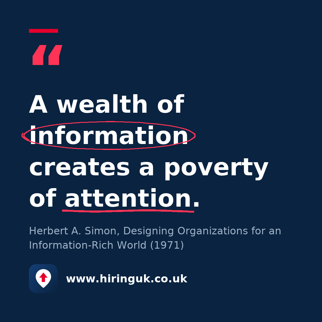 Quote card: A wealth of information creates a poverty of attention.
