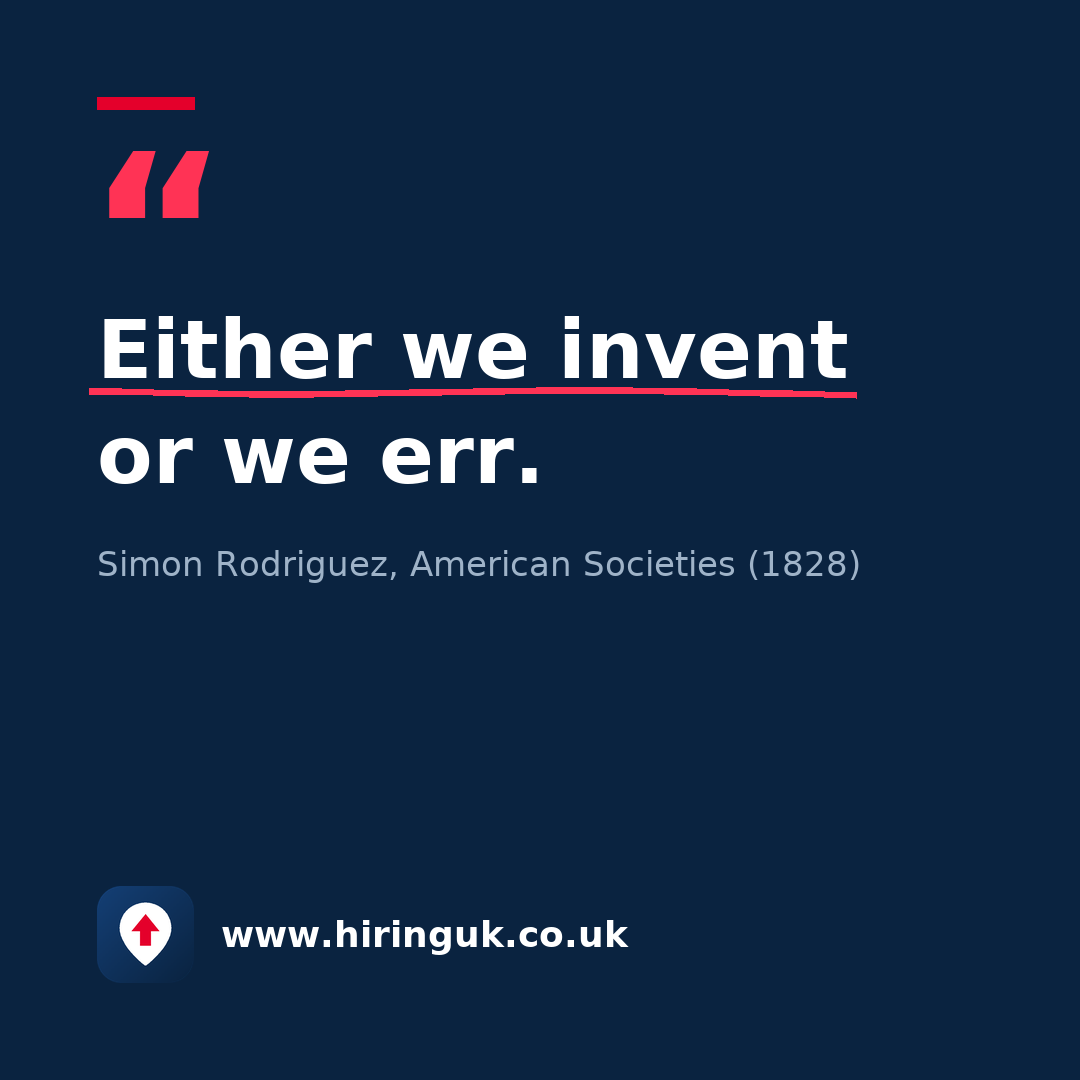 Quote card: Either we invent or we err.