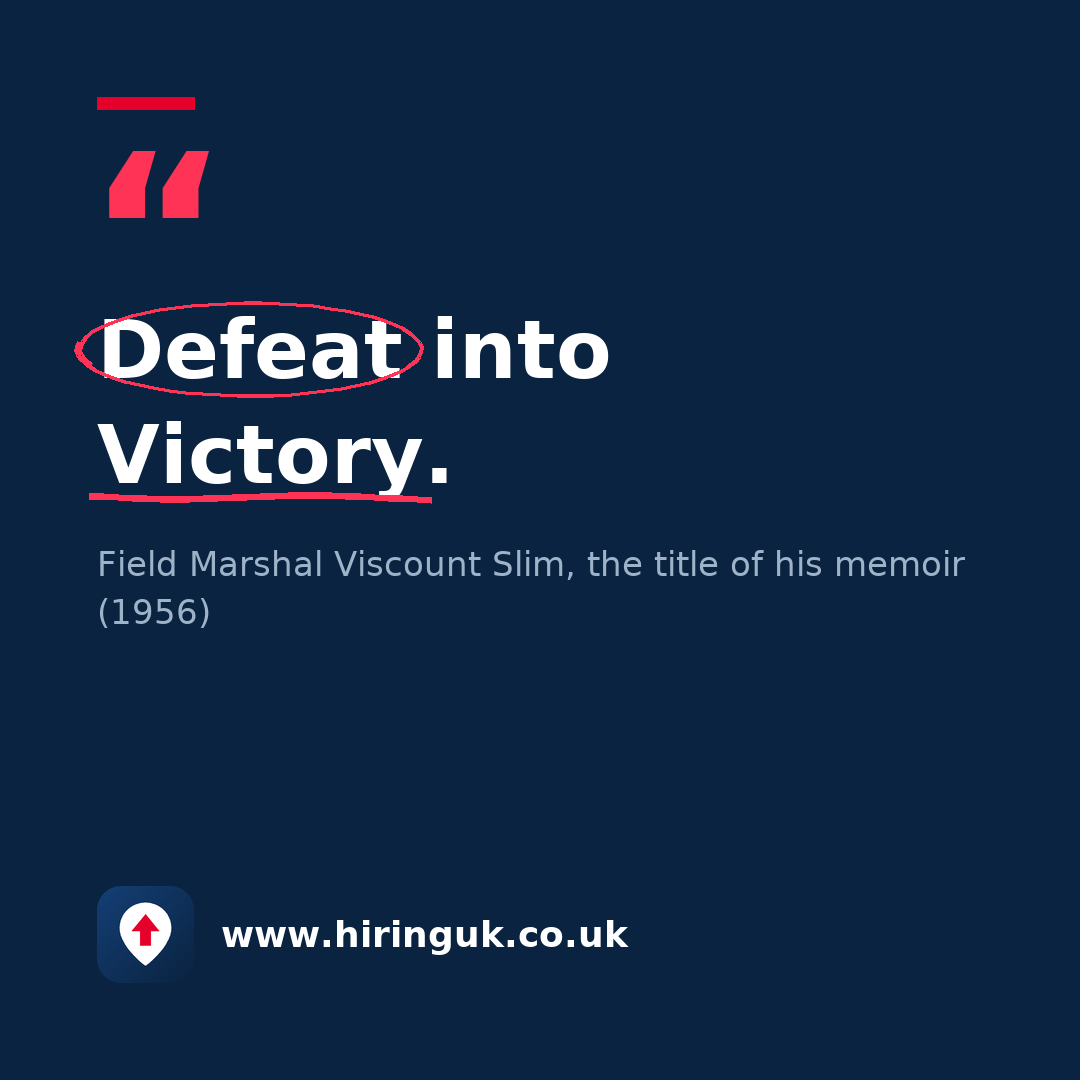 Quote card: Defeat into Victory.