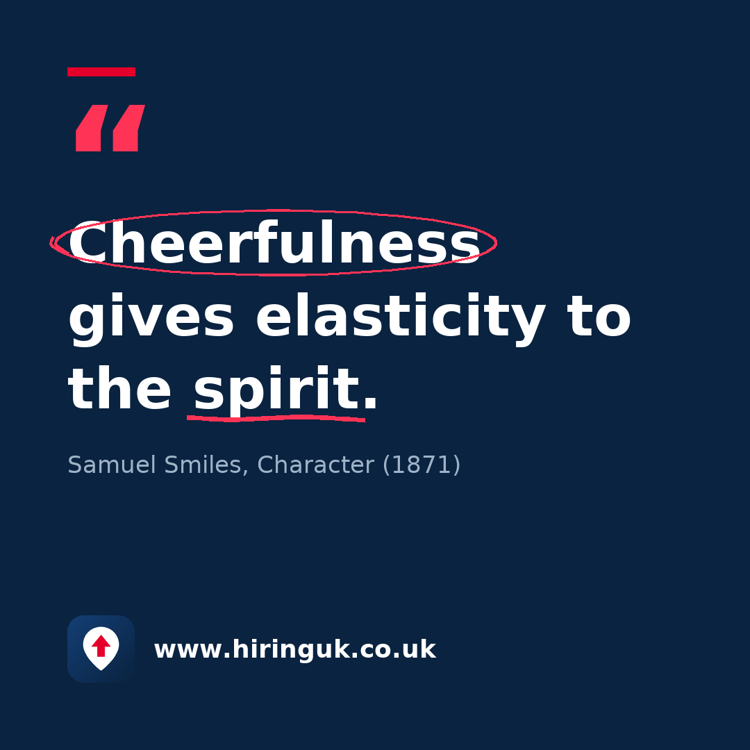 Quote card: Cheerfulness gives elasticity to the spirit.