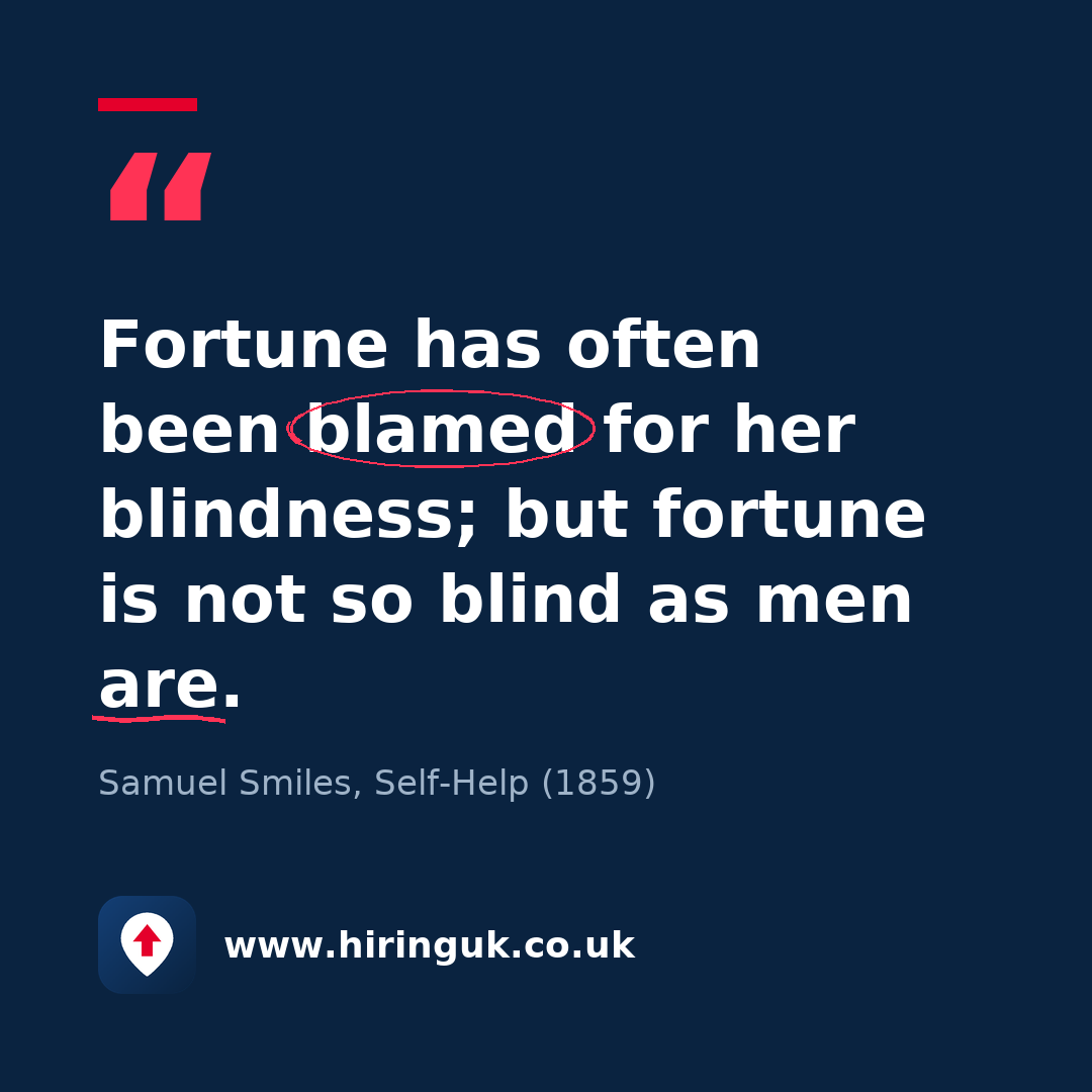 Quote card: Fortune has often been blamed for her blindness; but fortune is not so blind as men are.