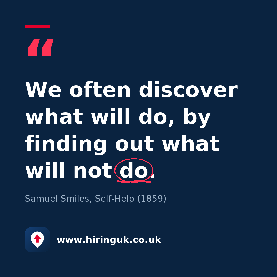 Quote card: We often discover what will do, by finding out what will not do.