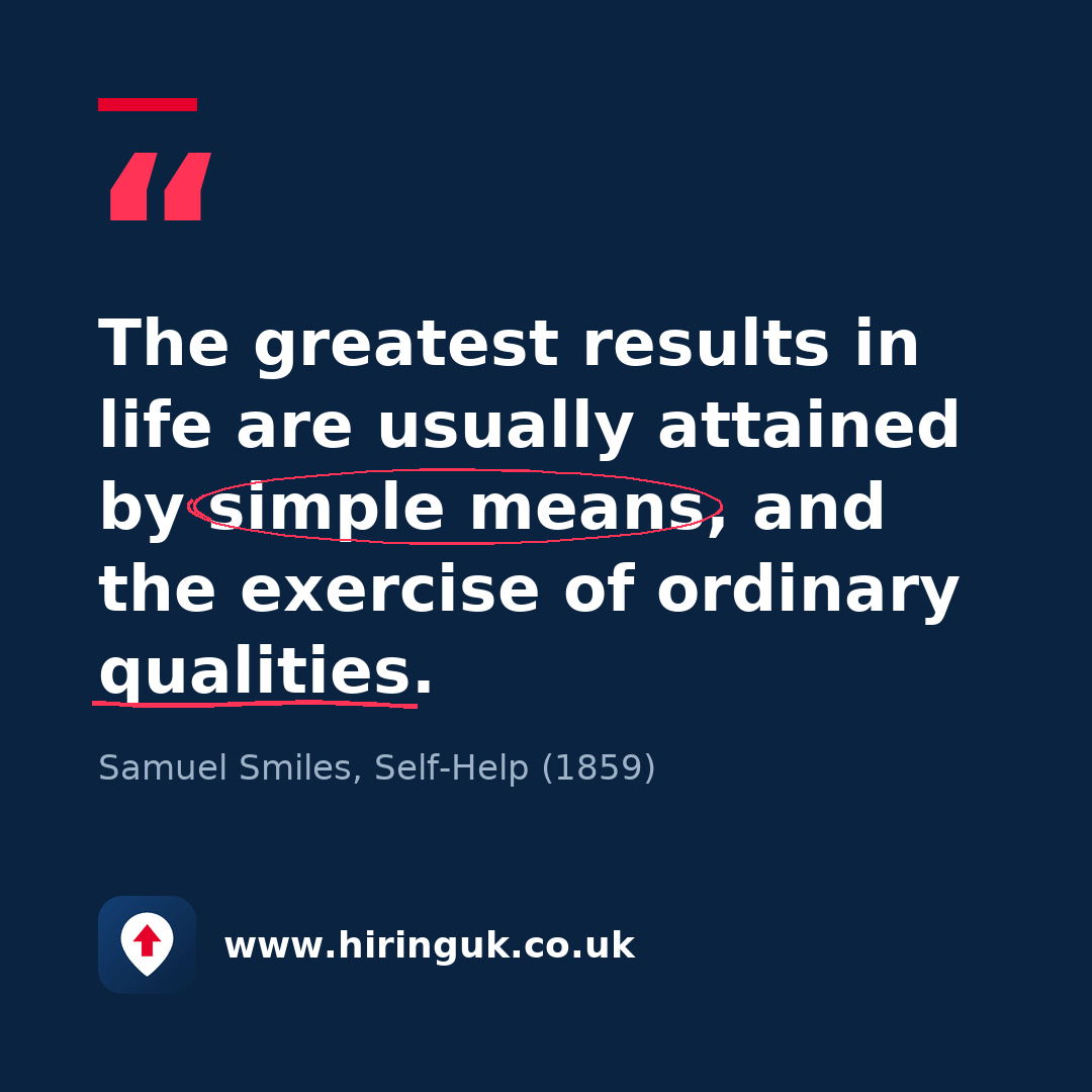 Quote card: The greatest results in life are usually attained by simple means, and the exercise of ordinary qualities.