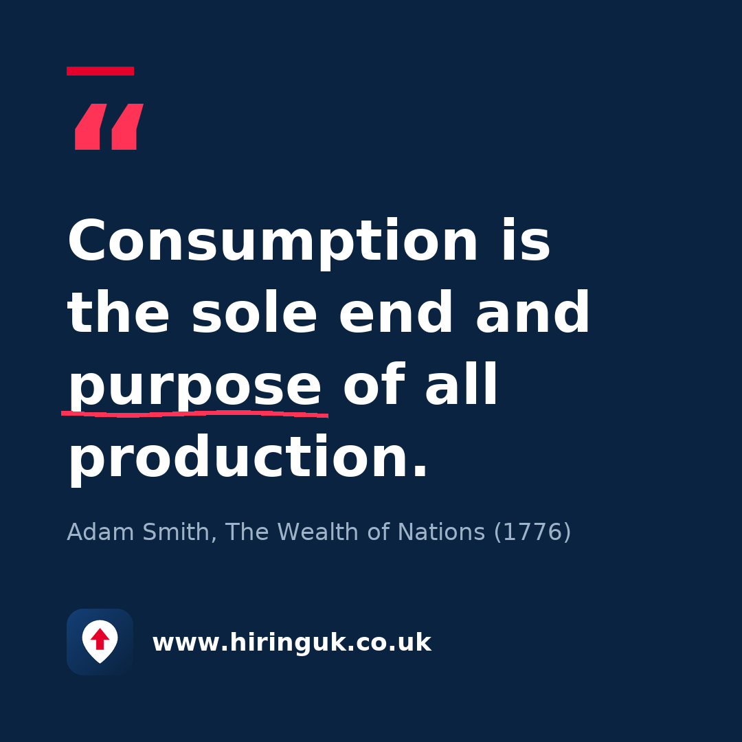 Quote card: Consumption is the sole end and purpose of all production.