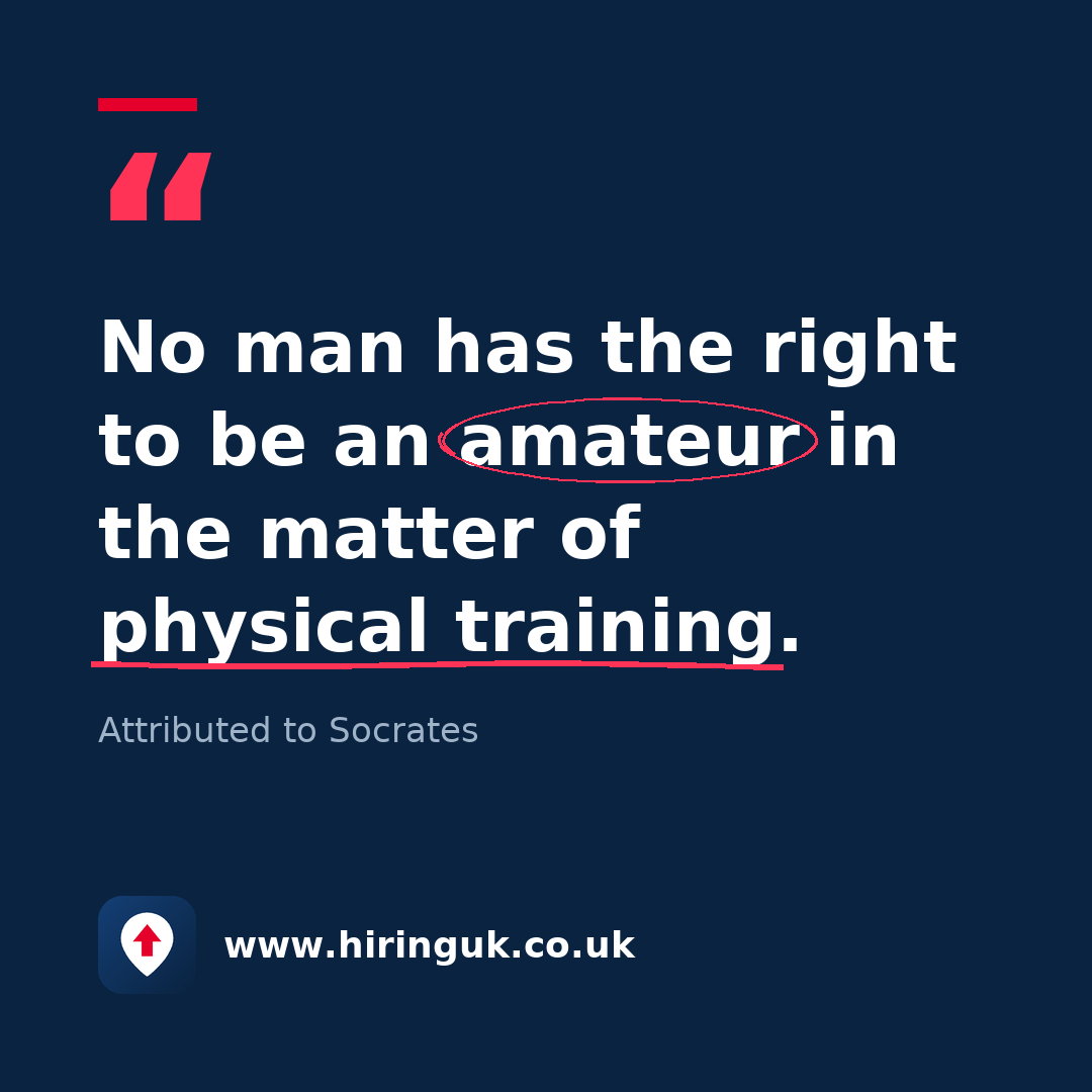 Quote card: No man has the right to be an amateur in the matter of physical training.