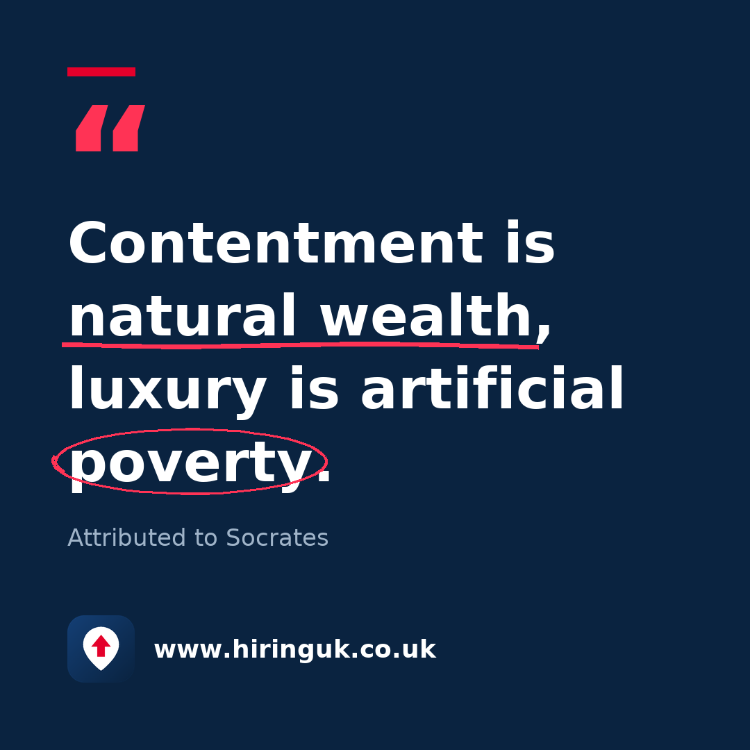 Quote card: Contentment is natural wealth, luxury is artificial poverty.