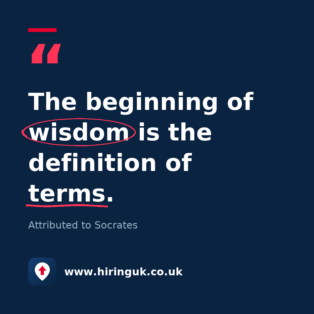 Quote card: The beginning of wisdom is the definition of terms.