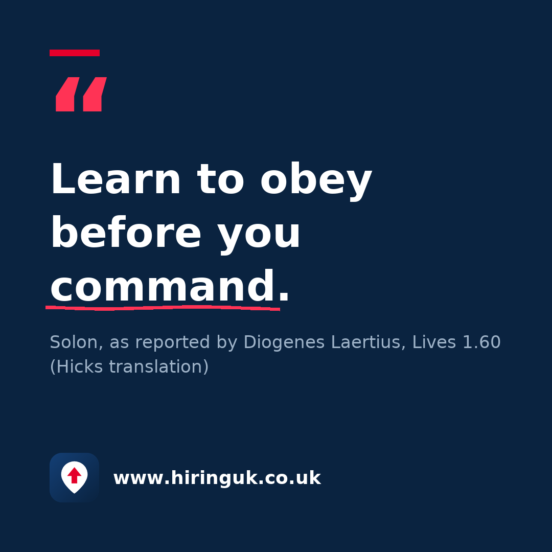 Quote card: Learn to obey before you command.
