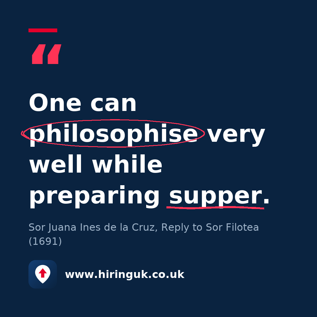 Quote card: One can philosophise very well while preparing supper.