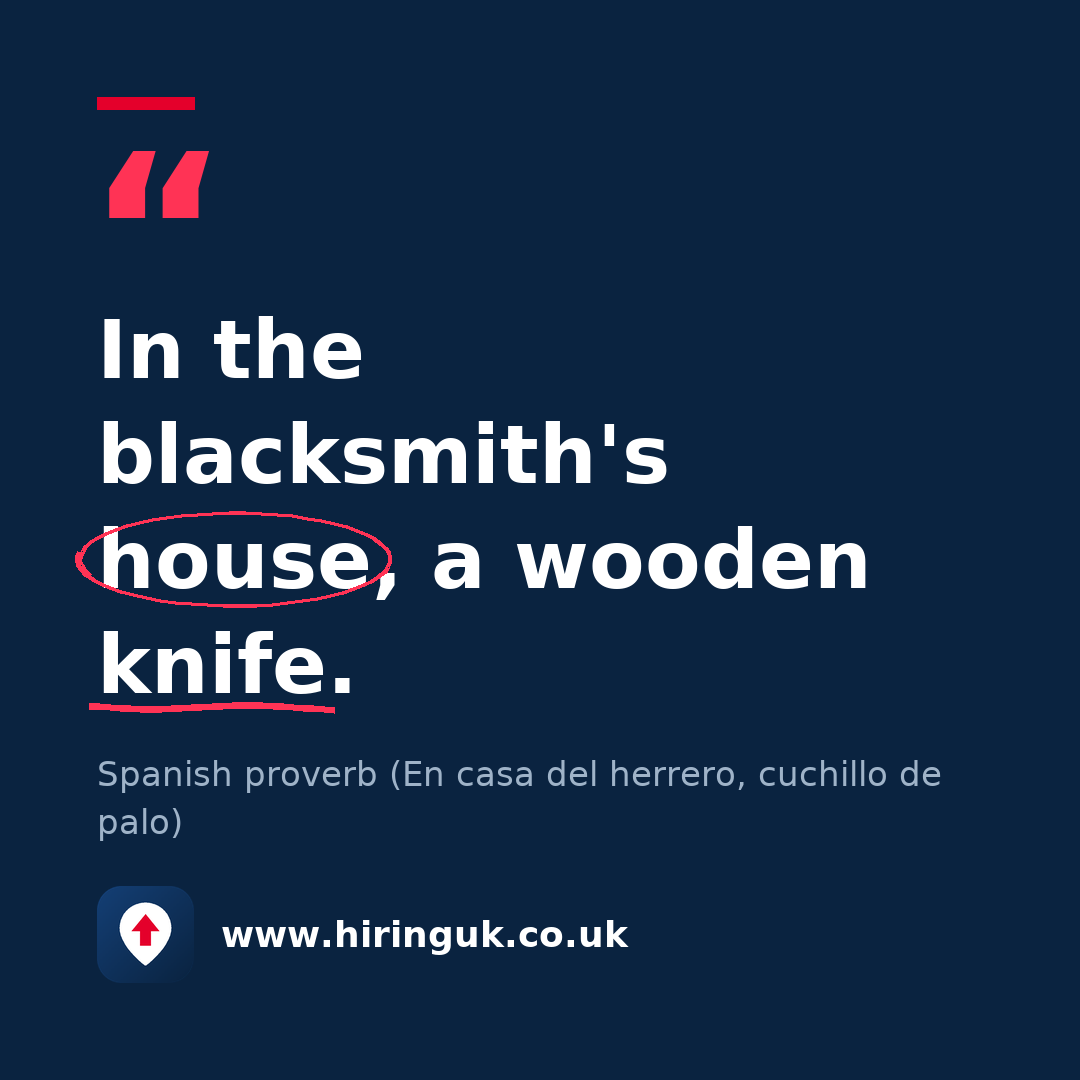 Quote card: In the blacksmith's house, a wooden knife.