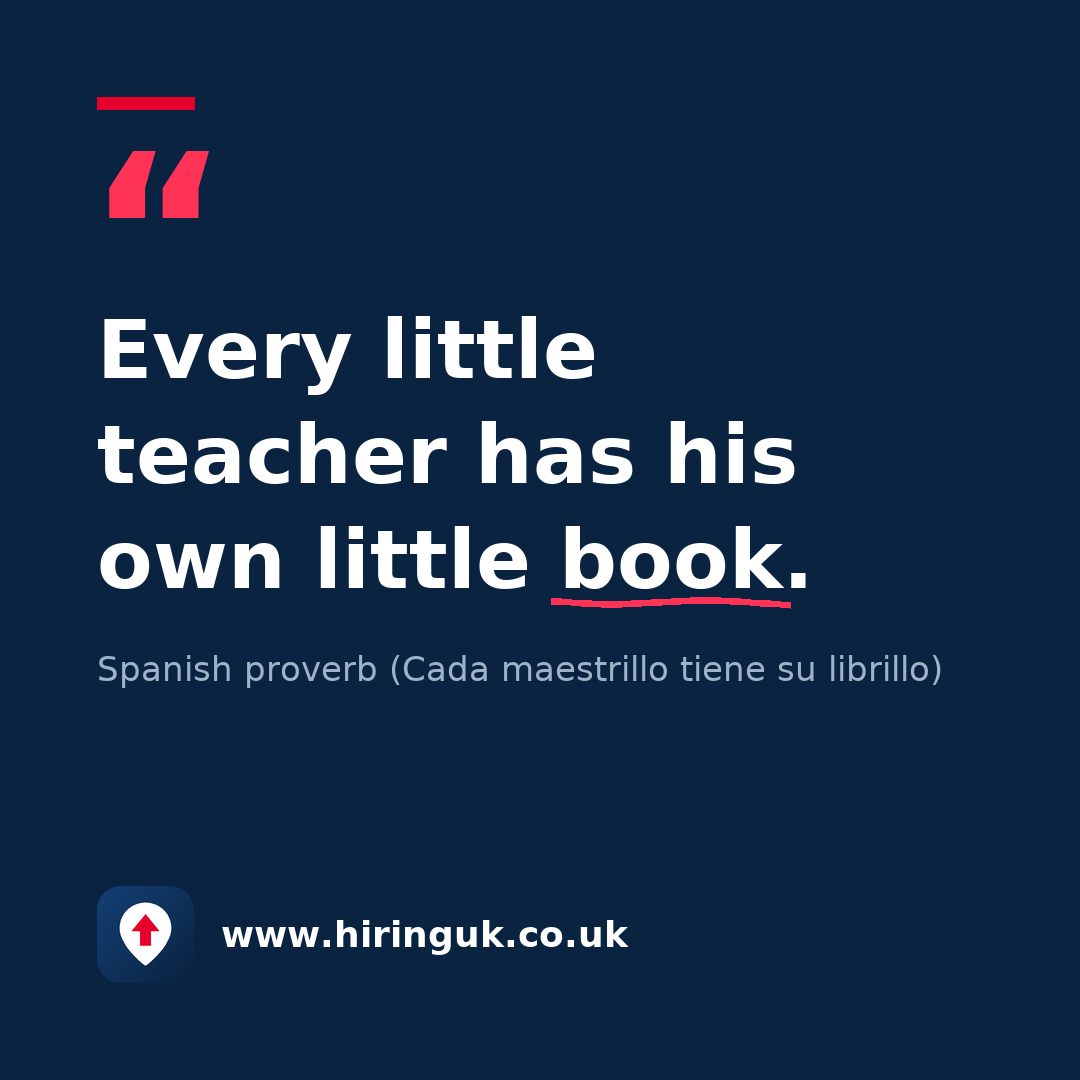 Quote card: Every little teacher has his own little book.