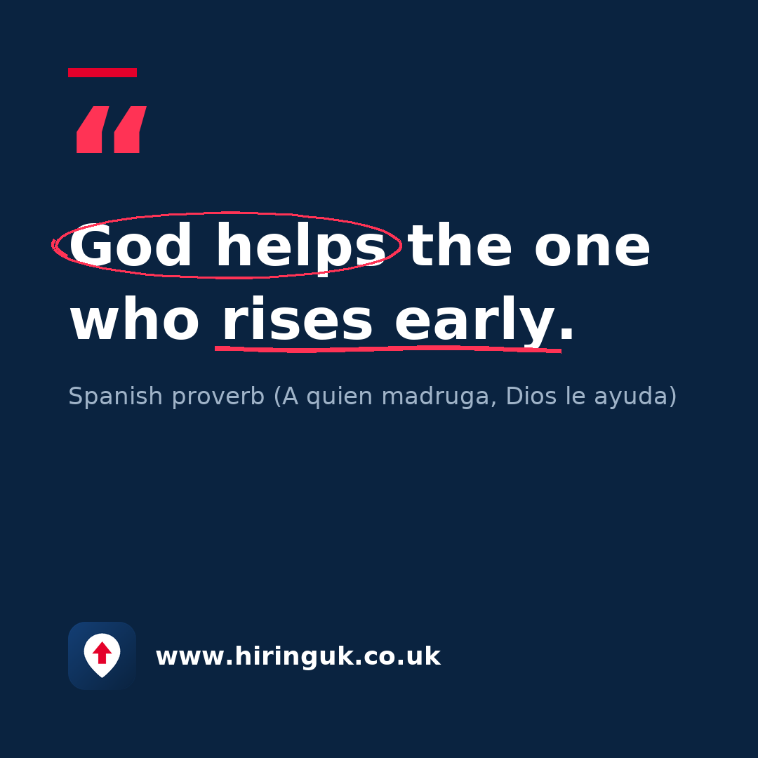 Quote card: God helps the one who rises early.