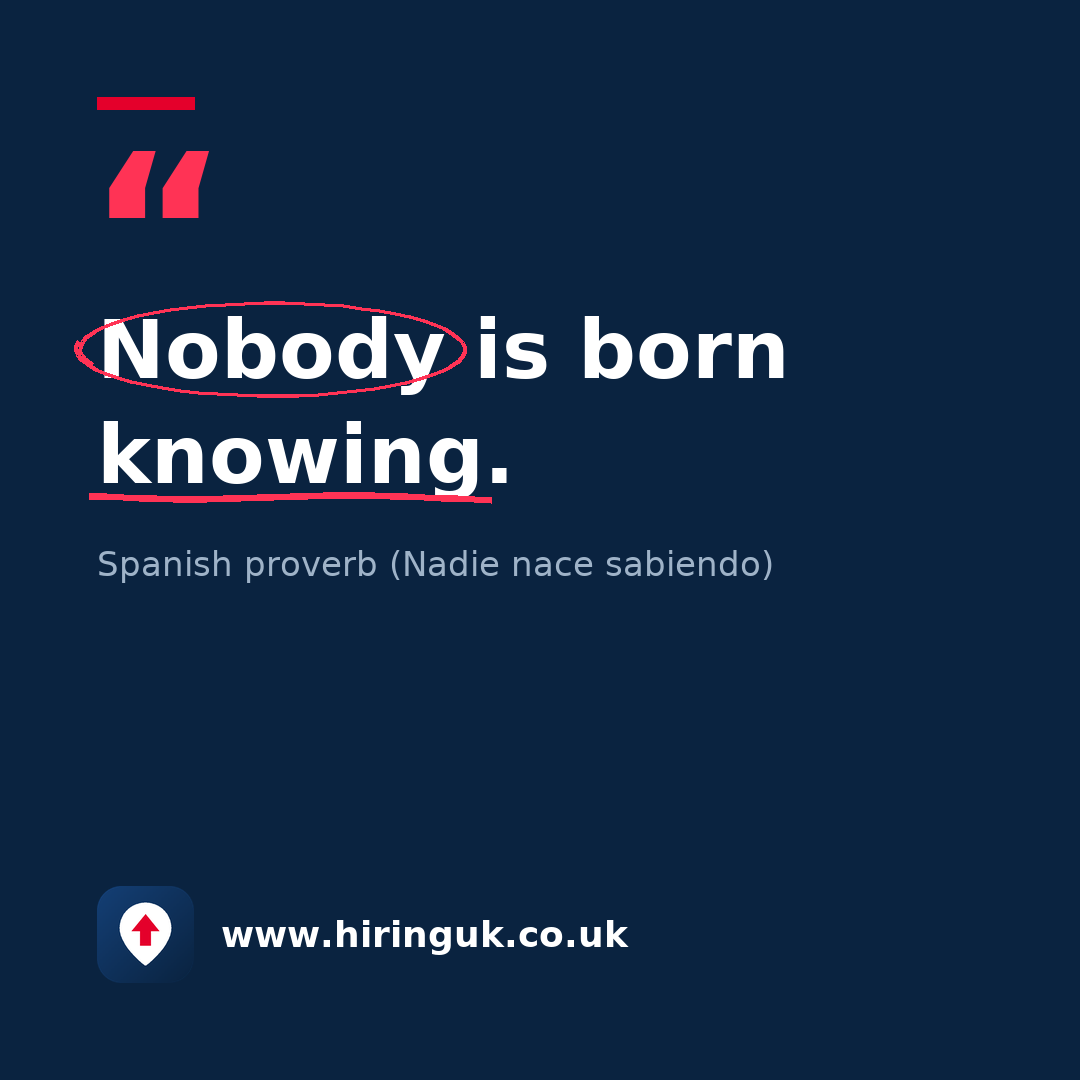 Quote card: Nobody is born knowing.
