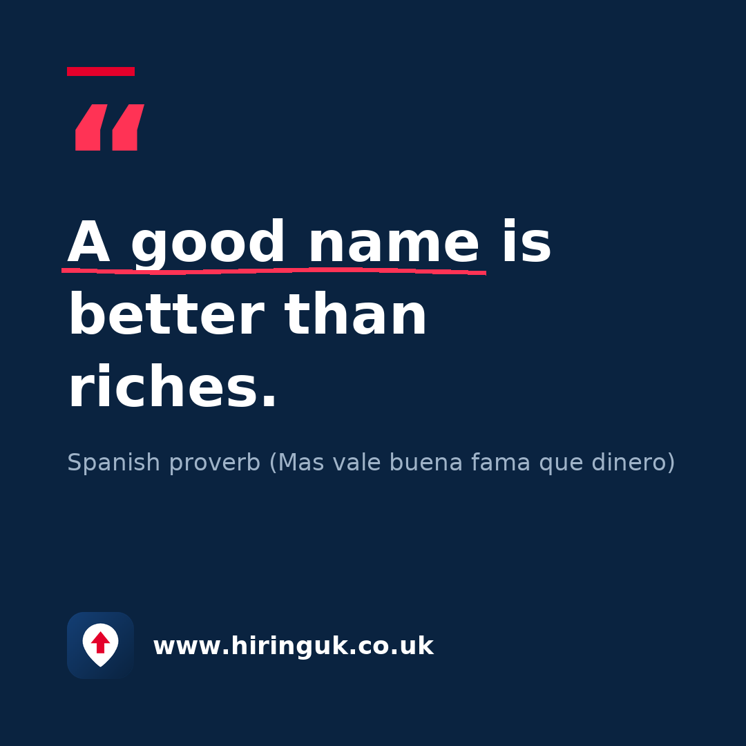 Quote card: A good name is better than riches.