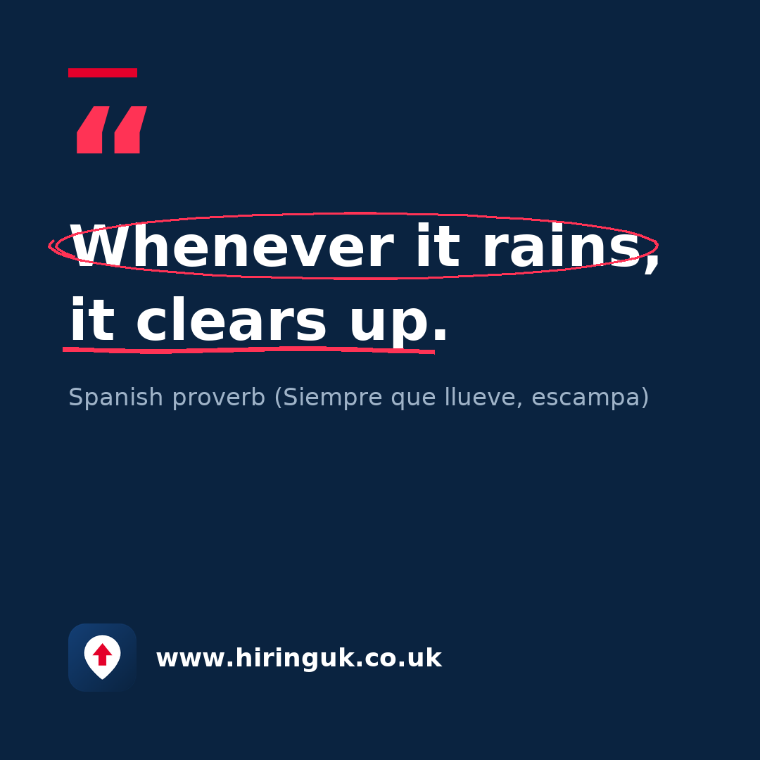 Quote card: Whenever it rains, it clears up.
