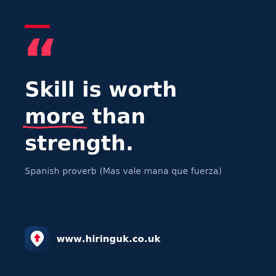 Quote card: Skill is worth more than strength.