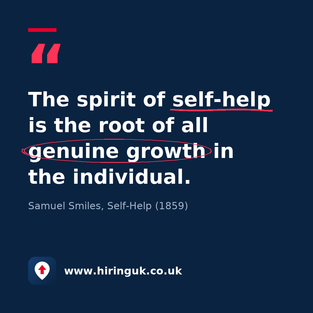 Quote card: The spirit of self-help is the root of all genuine growth in the individual.