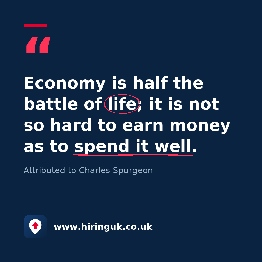 Quote card: Economy is half the battle of life; it is not so hard to earn money as to spend it well.