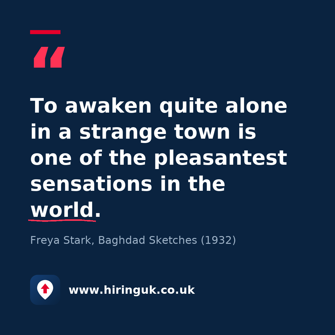 Quote card: To awaken quite alone in a strange town is one of the pleasantest sensations in the world.
