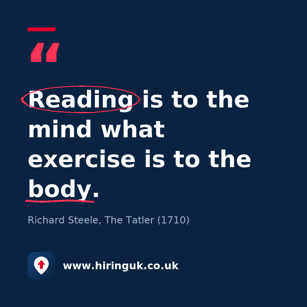 Quote card: Reading is to the mind what exercise is to the body.