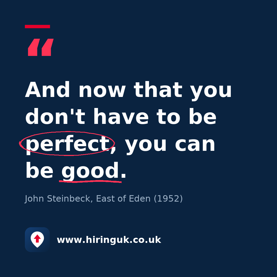 Quote card: And now that you don't have to be perfect, you can be good.