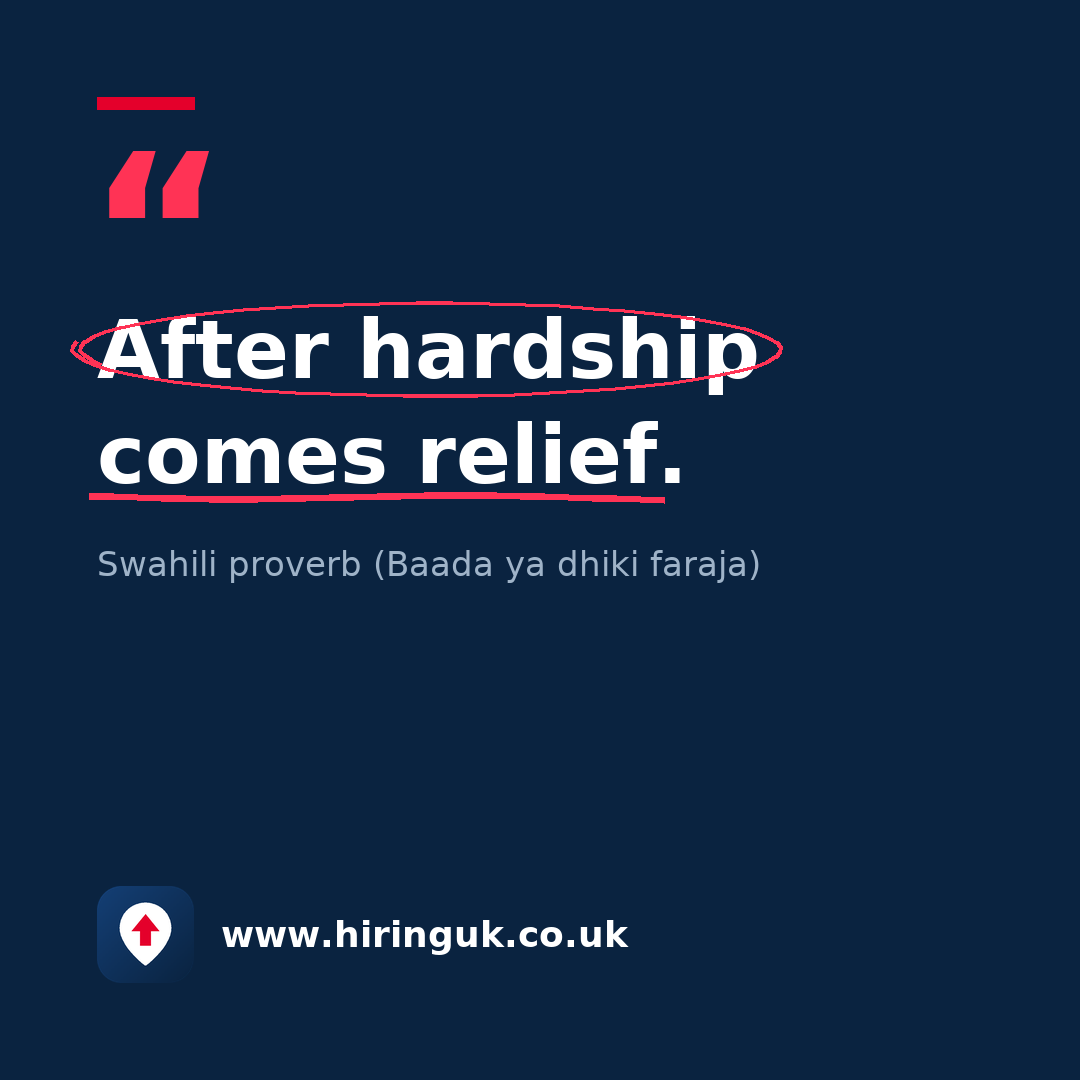 Quote card: After hardship comes relief.