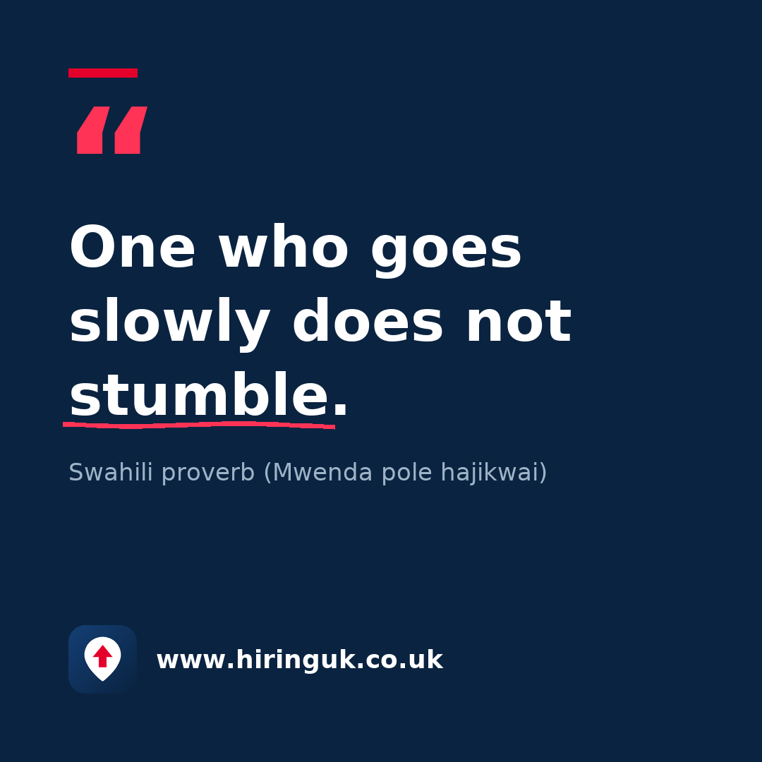 Quote card: One who goes slowly does not stumble.