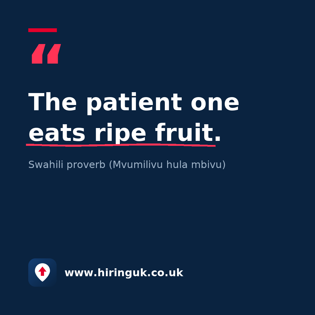 Quote card: The patient one eats ripe fruit.