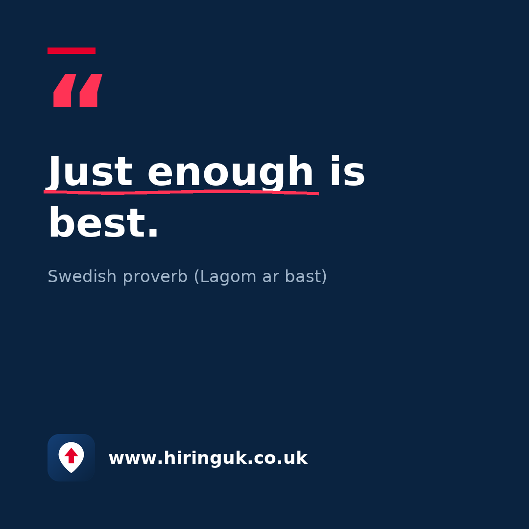 Quote card: Just enough is best.