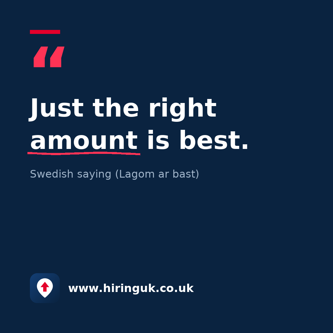 Quote card: Just the right amount is best.