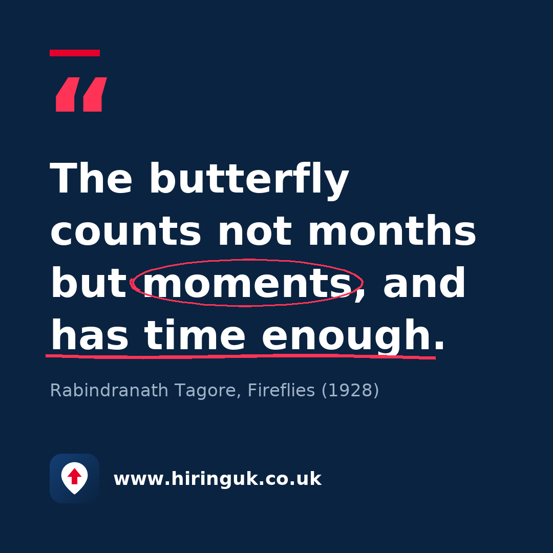 Quote card: The butterfly counts not months but moments, and has time enough.