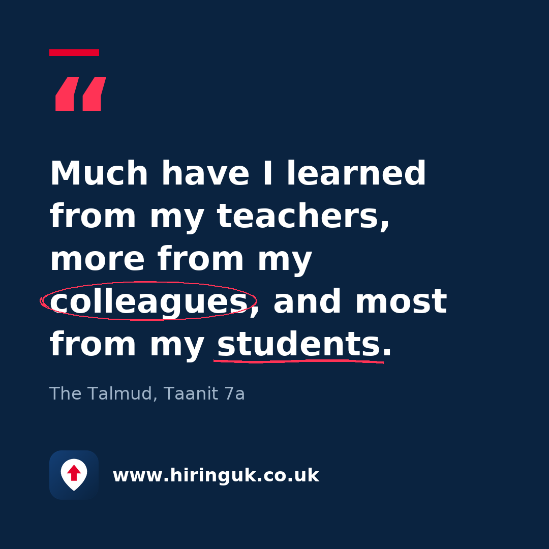 Quote card: Much have I learned from my teachers, more from my colleagues, and most from my students.