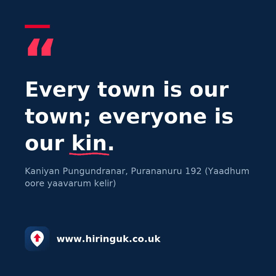 Quote card: Every town is our town; everyone is our kin.